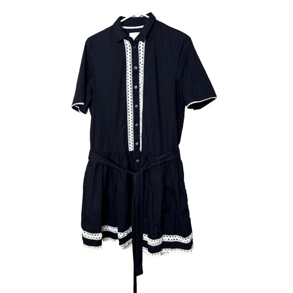 Kate Spade Broome Street Dress Size M Ric Rac Lace Peplum Drop Waist - Picture 1 of 11